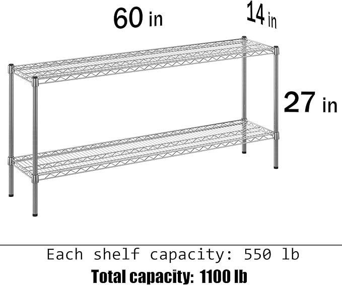 Regal Altair 14" Deep x 60" Wide x 27" Height Wire Shelving Kit | 2-Tier | NSF Commercial Storage Rack Unit
