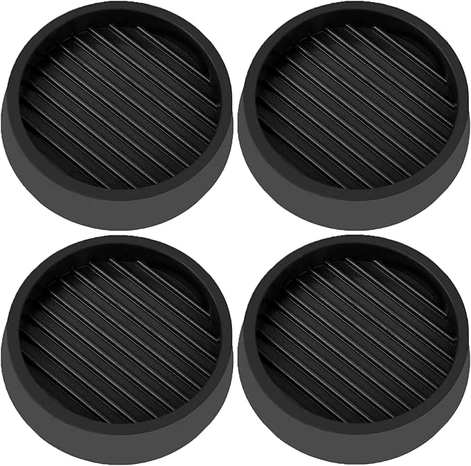 VOCOMO 4X4 Round Rubber Caster Cups, Non Slip Furniture Pads, Anti-Slip Gripper, Anti Skid Furniture Feet, Anti Slide Floor Protector for Bed Couch Table Chair Stoppers (Black, 4 Pack)