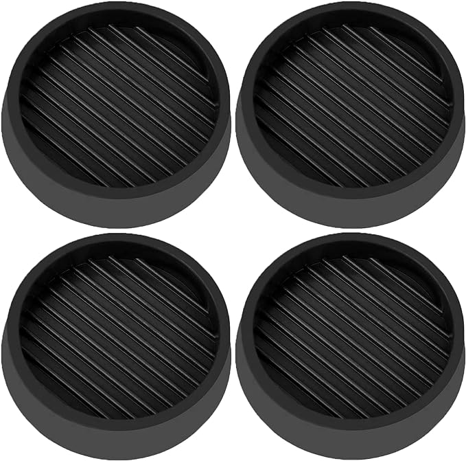 VOCOMO 3X3 Round Rubber Caster Cups, Non Slip Furniture Pads, Anti-Slip Gripper, Anti Skid Furniture Feet, Anti Slide Floor Protector for Bed Couch Table Chair Stoppers - Black, 4 Pack