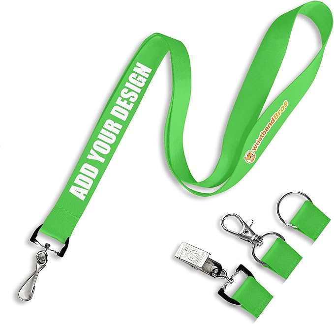 Wristband Bros Custom Lanyards For ID Badges, Keys & More | Add Text & Logos | Choose Your Attachment | Bulk Quantities For Events