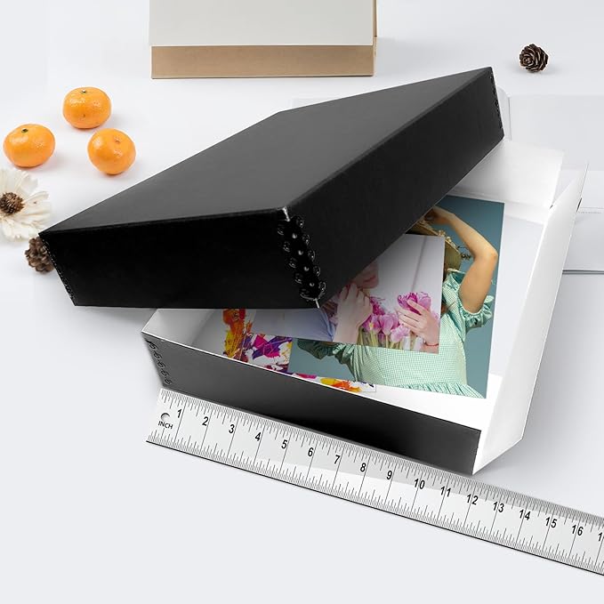 Lineco, 11x14 Black Museum Archival Storage Box, Drop Front Design, 11.75x15.25x3 in, Acid-Free with Metal Edge, Preserves Picture Longevity, Organize Photos Documents, Crafts, DIY, 2 Pack