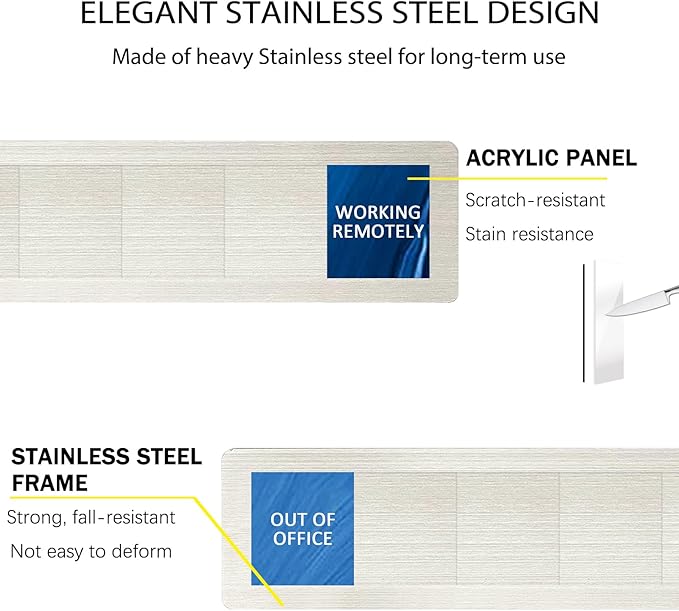 Privacy Door Sign, Do Not Disturb/Please Knock/Out of Office/in a Meeting/Back Soon/Working Remotely Indicator, That Lets Others Know Whether You're Available Or Not - Blue Pattern Office Door Sign for Meeting & Conference Room -Stainless Steel-10 x 2....