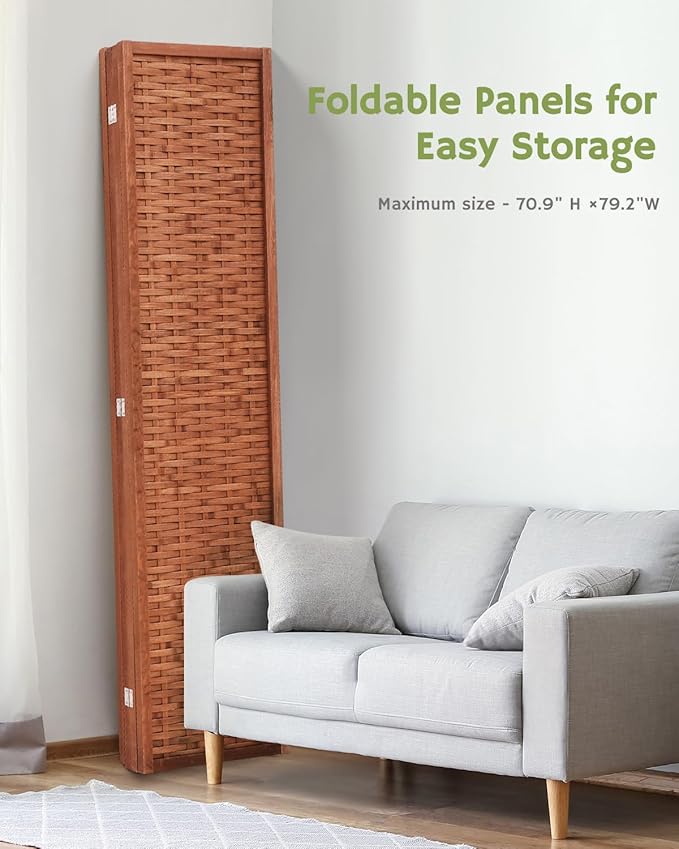JOSTYLE 6ft Folding Privacy Screens 4-Panel Freestanding Room Dividers