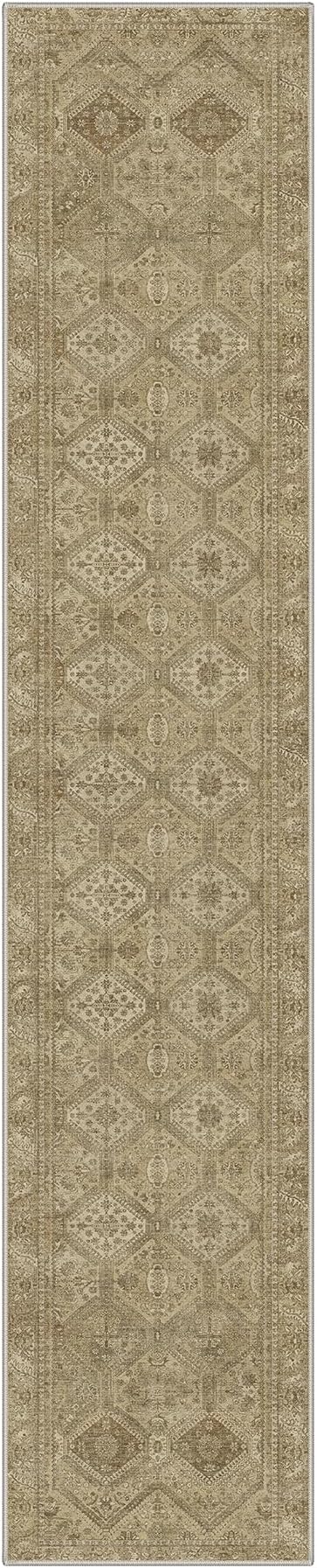 GENIMO Runner Rug 2x7 Non Slip Machine Washable Hallway Runner Rug, Low Pile Lightweight Rugs for Entryway, Hallway, Kitchen and Corridor, Tan Brown