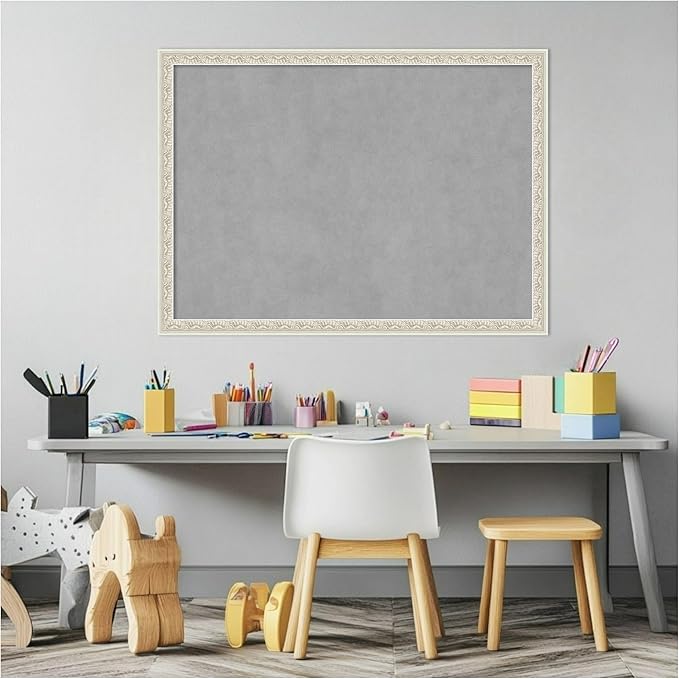 Amanti Art Silver Framed Magnetic Board 22x30 Medium Vision Board for use with Magnets, 100% Metal Sheet to Display Items as Office Decor or for Home Organization in mudroom, Kitchen or Kids Room