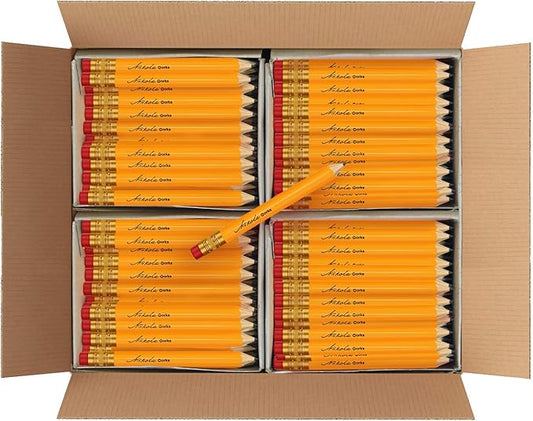 Nikola Works Mini Golf Pencils With Erasers - 384 Count - Classic Pre-Sharpened #2 HB American Pew Pencils Standard Hex Shaped Bulk Pack