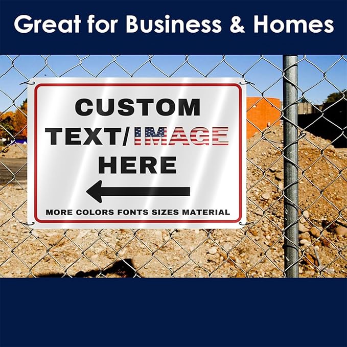 Custom Sign Outdoor Metal Large, Left or Right Arrow, 24''x18'' Glow in the Dark/Reflective Option, Personalized Address Plaque, Customize for Business Logo, Office, Home, Yard