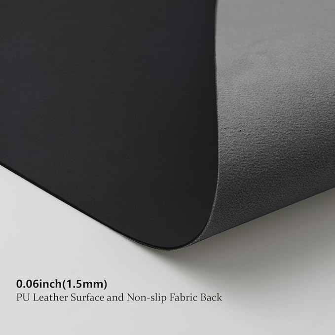 Large Desk Mat - 47.2"x 17" Non-Slip PU Desk Pad for Office and Home - Ideal for Large Mouse Pad and Desk Mats on Top of Desks(Black)