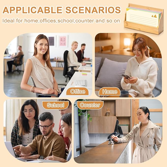 5x8 Inch Index Card Stand Wooden Index Cards Holder Notecard Box Postcard Display Stand Flash Cards Organizer Business Card Display Rack for Desk Office Supplies Capacity 300 Sheets