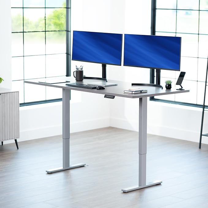 VIVO Electric 71 x 36 in Standing Desk, Memory Height Adjustment, 1B Series, Holds 220 lbs, Dark Gray Top Gray Frame, DESK-KIT-1G7G-36