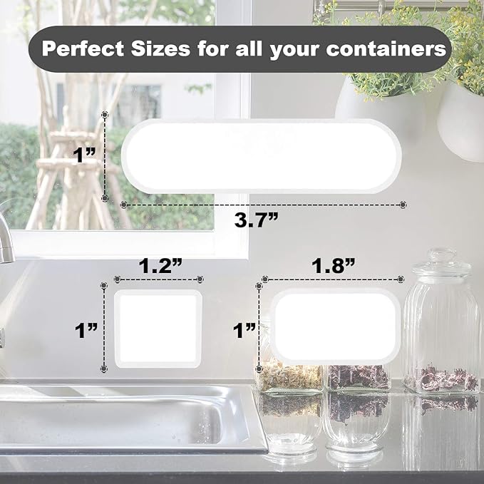 264 Pieces Removable Food Labels Stickers Waterproof Kitchen Labels for Food Storage, Home Organization with Marker Pen, 3 Sizes (Silver Side)