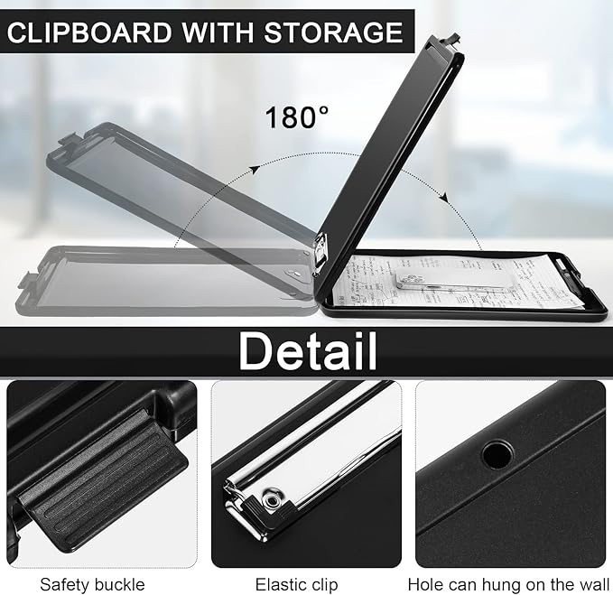 Geyee 8 Pcs Clipboard with Storage Plastic Foldable Nursing Clipboard Storage with Pen Holder 9. 5 x 13. 4 Inch Foldable Clip Board with Low Profile Clip for Student Teacher Nurse Office Supplies