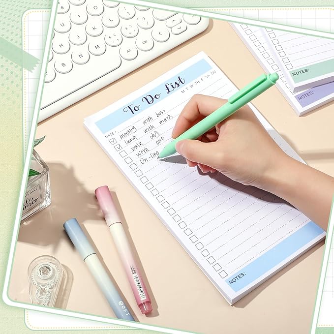 Censen 10 Packs To Do List Notepads, Simple Daily Reminder Checklist Planner Mix Color for Organizing, Planning, College Ruled, Office Gifts, 8.5 x 5.5 Inches, 60 Sheets Each