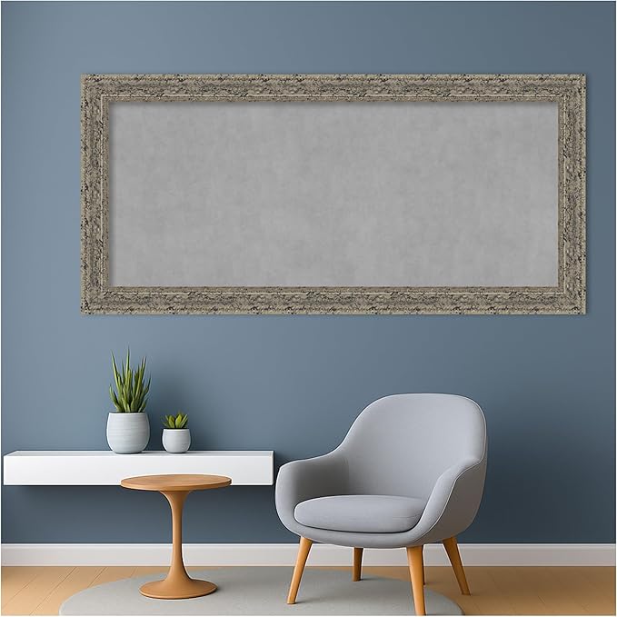 Amanti Art Silver Framed Magnetic Board 25x53 Oversize Vision Board for use with Magnets, 100% Metal Sheet to Display Items as Office Decor or for Home Organization in mudroom, Kitchen or Kids Room