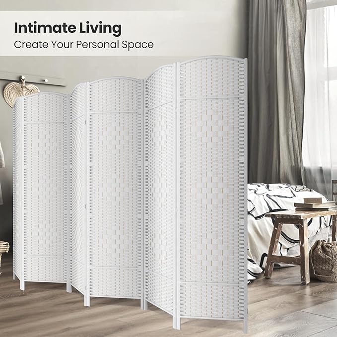 Cocosica 6 Panel Room Divider,6Ft Folding Privacy Screen,Tall - Extra Wide Foldable Panel Partition Wall Divider with Diamond Double-Weaved Hand-Woven Design Room Screen Divider
