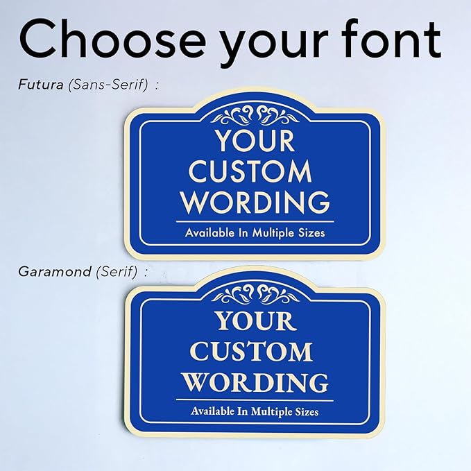 Custom Decorative Outdoor Metal Sign - Personalized Aluminum Driveway Sign, Waterproof, Made In USA - Design 1 Blue Steel 10x7 In