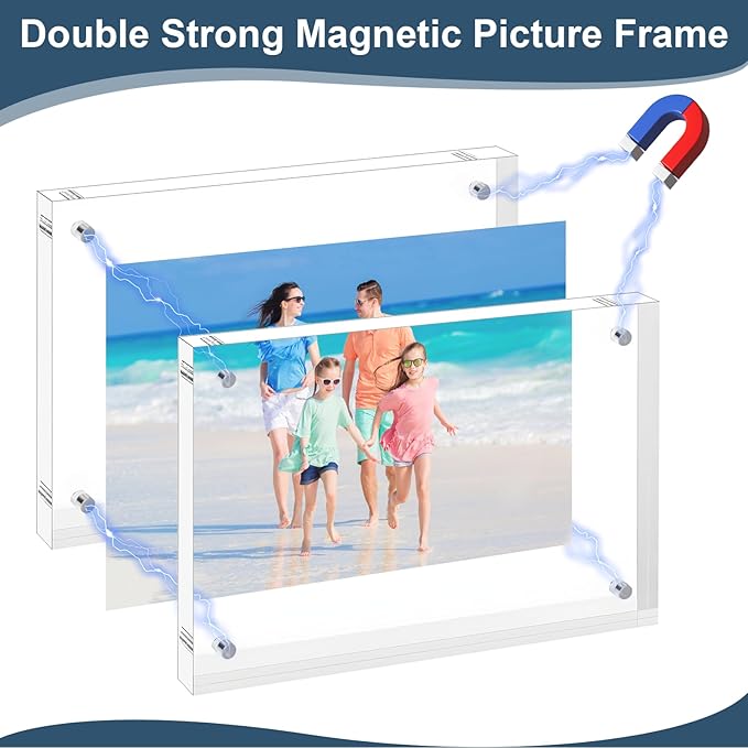 XINANDE 5x7 Acrylic Picture Frames 1 Pack, 10+10MM Premium Acrylic Photo Frame Magnetic Picture Frames Clear Double Holder-Sided, Free Standing Desktop Display, Best Gift for Family, Baby, Friend