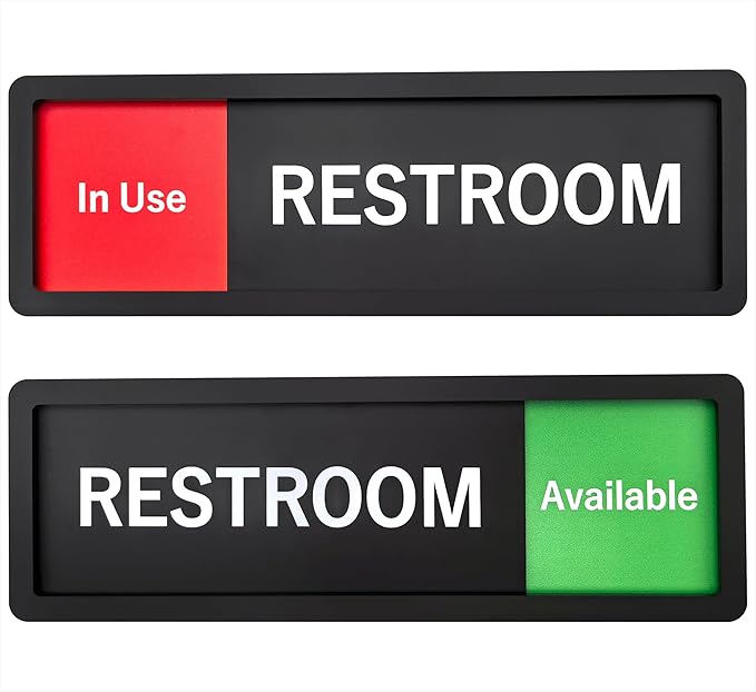 Restroom Sign – In Use/Available Slide Switch Sign ，Premium Durable Acrylic Material, Super Strong Self-Adhesive, Quick Installation, Suitable For Your Home And Business (9×3 Inches, Black)