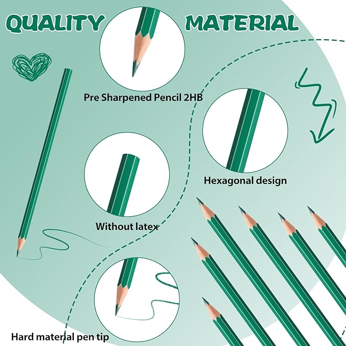 sqzrmdcg 36 PCS Colored Pencils Pre-sharpened Coloring Pencils Set for Kids and Adult, Teachers Essential Classroom Prizes, Back to School Supplies (Green)