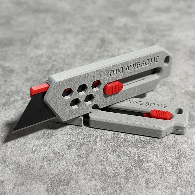 XHM Awesome Small Box Cutter Retractable Blade Ultility Knife, For Artwork, Cardboard Cutting, Package/Letter Opening, Home, Office & EDC Use, Pack of 3 (GRAY)