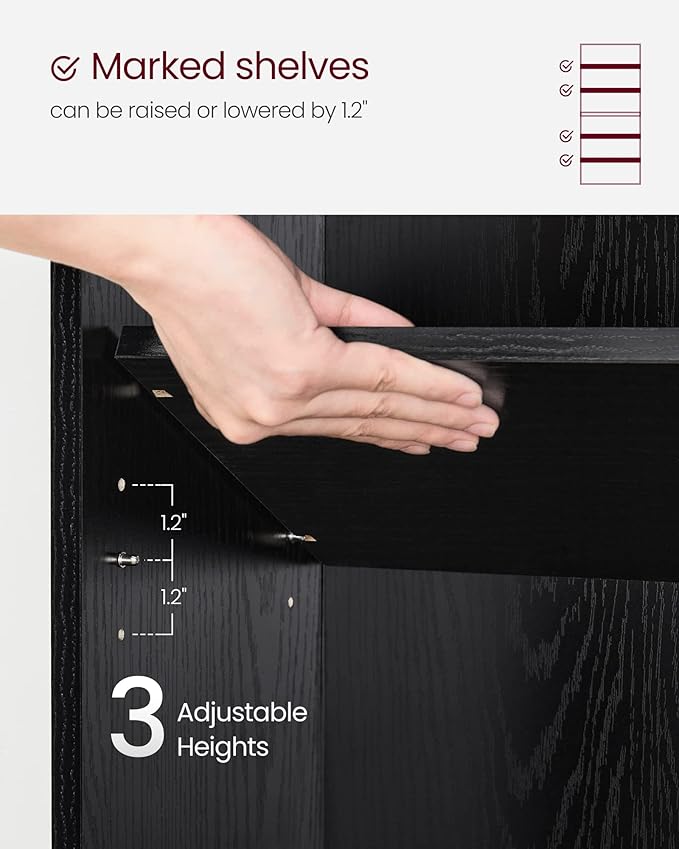 VASAGLE CUSTOS Collection - Bookshelf, 5-Tier Bookcase, Book Shelf, Open Storage Shelf, 9.4 x 23.6 x 52.8 Inches, for Living Room, Home Office, Dinning Room, Ebony Black ULBC165T56