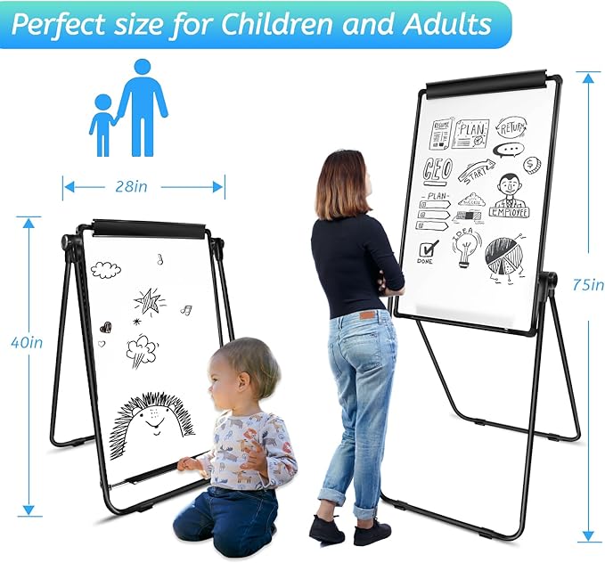 Stand White Board - 40 x 28 Inch Double Sided Magnetic Dry Erase Board with Stand Height Adjustable, Home Office Classroom School Teacher Use