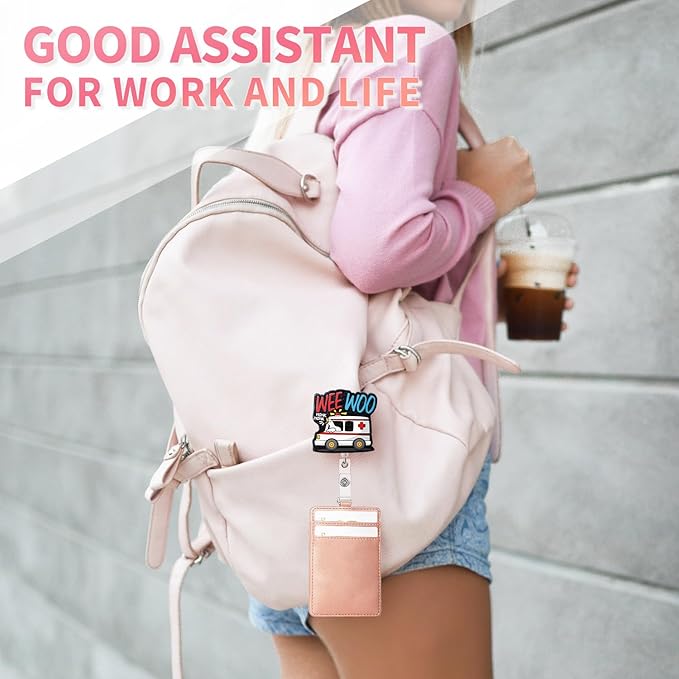 Aoryalps Wee WOO Retractable Badge Reel Holder Retractable with ID Clip for Nurse Nursing Name Tag Card Nursing Student Teacher Doctor Medical Assistant Work Office Clip-Gifts for Nurse
