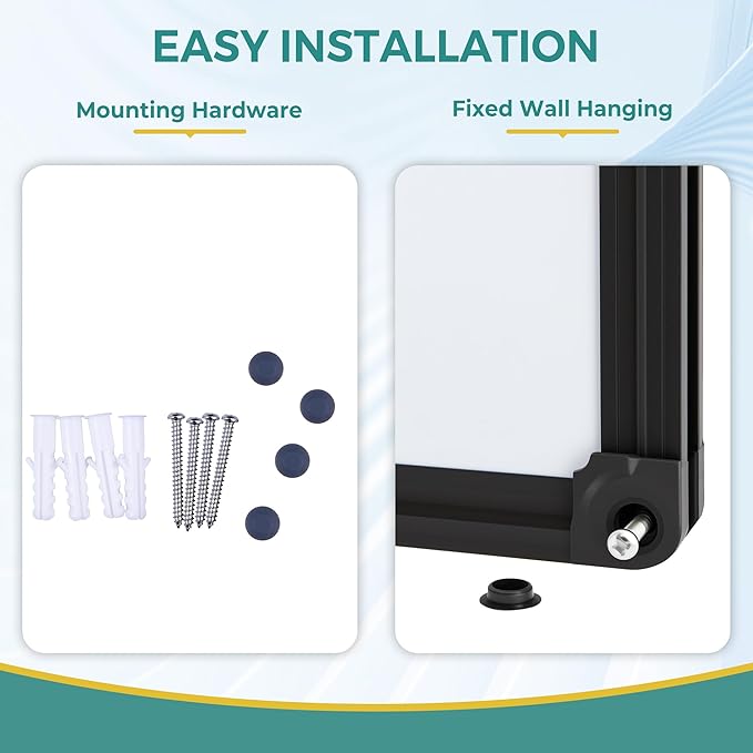 Dry Erase Board for Wall, 48 x 24 Inches Presentation Magnetic Whiteboard Office Collaboration, Classroom Teaching & Agile Management, Black Aluminum Frame
