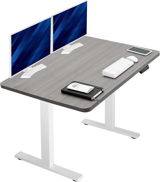 VIVO Electric 48 x 30 in Standing Desk, Memory Height Adjustment, 1B Series, Holds 220 lbs, One-Piece Dark Gray Top, White Frame, DESK-KIT-1W5G