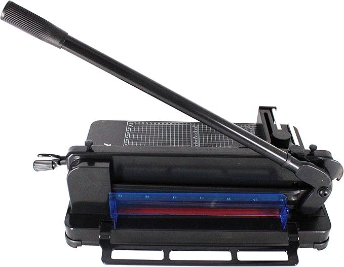 TEXALAN Heavy Duty Guillotine Paper Cutter - 400 Sheets Capacity, A4 12" Stack Paper Trimmer, Steel Base, Black