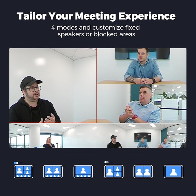 COOLPO Camera 360, 4K Video Conference Room Camera System, Webcam, AI Driven Speaker Tracking, Noise Cancellation, Works with Zoom, Google Meet, Teams and More, 15 ft Mic Pickup, PANA 5ft USB Cable