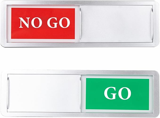 Go/No Go Door Sign Indicator for Office, Home, Restroom, Conference Room. Room Status Tells Whether Go No Go (Silver)