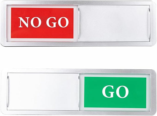 Go/No Go Door Sign Indicator for Office, Home, Restroom, Conference Room. Room Status Tells Whether Go No Go (Silver)