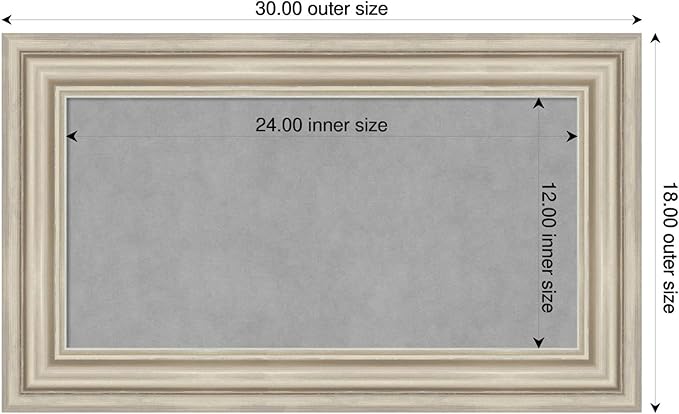 Amanti Art Silver Framed Magnetic Board 18x30 Small Vision Board for use with Magnets, 100% Metal Sheet to Display Items as Office Decor or for Home Organization in mudroom, Kitchen or Kids Room