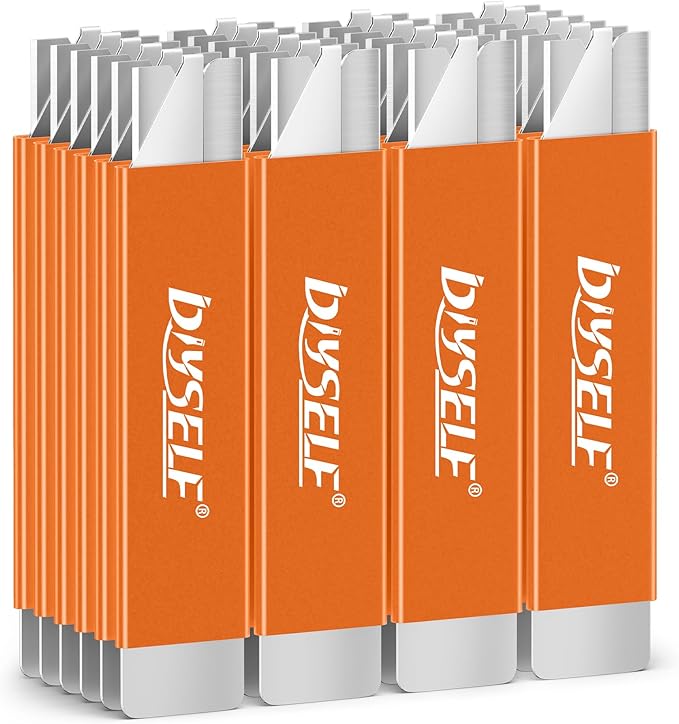 DIYSELF 24-Pack Utility Knife, Retractable Box Cutter for Cartons, Cardboard and Boxes, Boxcutter, Small Box Knife, Box Cutters Bulk (Orange)