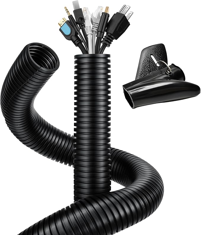 Wire Loom 1 inch 13ft, YCLYC Split Loom, Outdoor Cord Protector, Flexible Wire Conduit Automotive, Wire Protector Tubing, Black