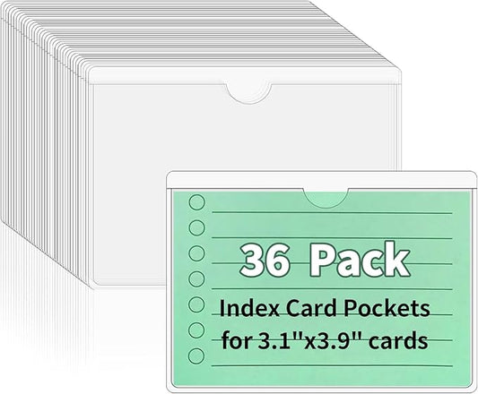 NIUBIER Storage Bin Labels, 36 Pack 3x3.5 Inches Index Card Holder, Clear Adhesive Pockets, Removable Tote Labels Stickers for Packing Moving Box & Containers, Easy Peel Off