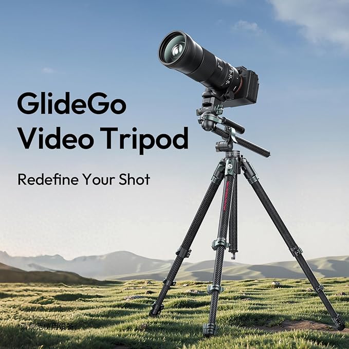 Ulanzi JJ06 Professional Camera Tripod Stand with Dual 360° Fluid Head, Dual Center Column, Ball Head, Quick Release Plate, Compatible with Arca for DSLR, Video