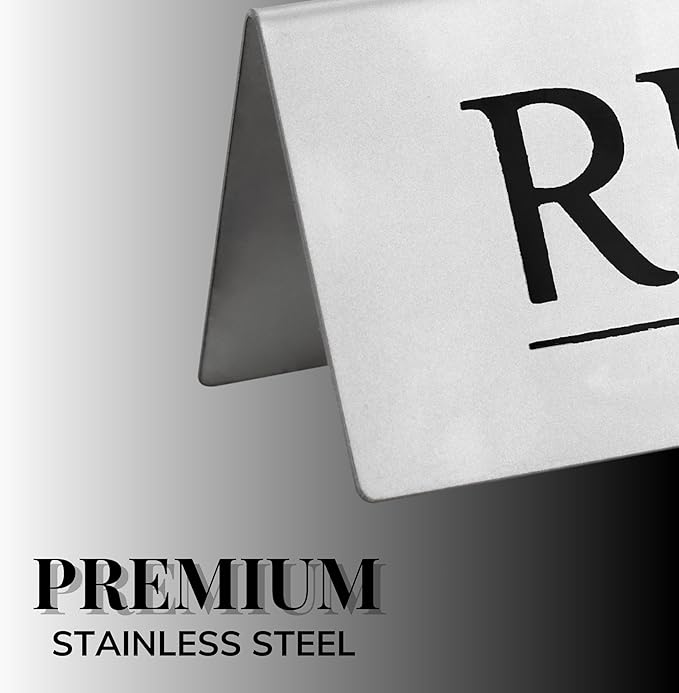 6 Reserved Table Signs – Silver Stainless Steel | Elegant, Durable & Reusable Reserved Signs for Wedding Receptions & Restaurants | Wedding Accessories & Restaurant Supplies by Adaptic Group®