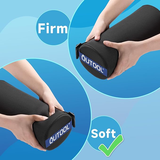 QUTOOL Lumbar Roll, Lumbar Support Pillow for Office Chair with Non-Slip Wider Strap, Back Pain Relief & Posture Improvement, Washable Cover, Office Desk & Car Accessories, Medium Soft
