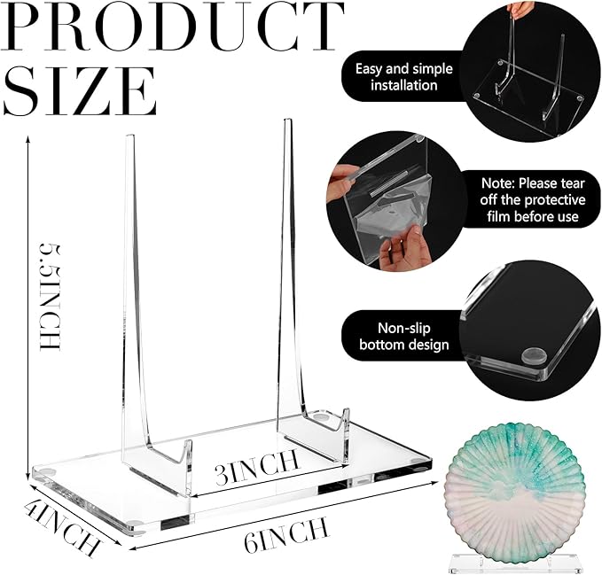 Jetec Acrylic Book Stand Clear Easel Stand for Display Acrylic Plate Postcard Picture Display Holder for Picture Book Decorative Plate Platter Photo(6 x 4 x 5.5 Inch)