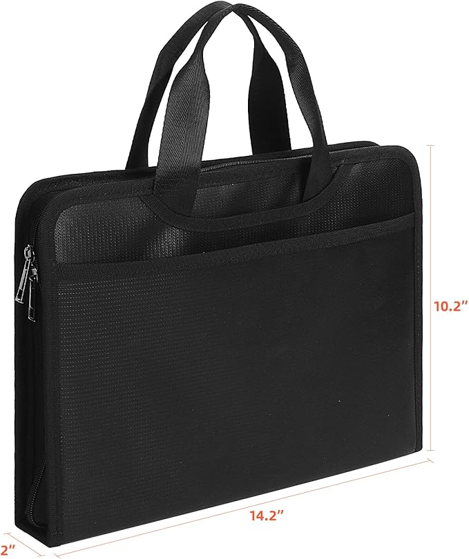 Fireproof Accordion File with Handle, Expandable File Folder Organizer, 13 Pockets Important Document Organizer with Lables & Zipper, Portable Paper File Organizer for Letter A4 Files