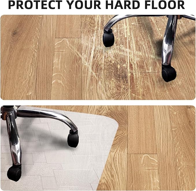 Chair Mat for Hardwood Floor, 63x51 inches Floor Mat Protector for Office Chair, Desk, Home, Frosted Pattern Rectangle Floors Protector