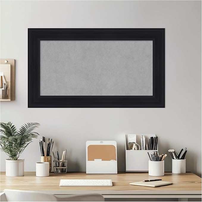 Amanti Art Black Framed Magnetic Board 17x29 Small Vision Board for use with Magnets, 100% Metal Sheet to Display Items as Office Decor or for Home Organization in mudroom, Kitchen or Kids Room