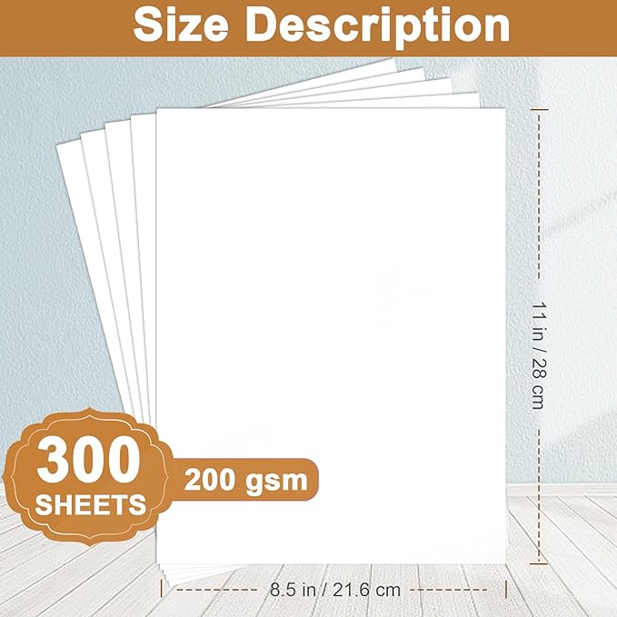 Silunkia 300 Sheets White Cardstock 8.5 x 11 Printer Paper, 75lb Heavyweight White Card Stock Certificate Paper for DIY Cards Making, Greeting Cards, Wedding Invitations, Anniversary Card
