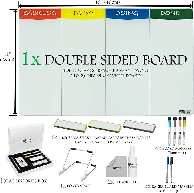 pmxboard Project Management Board Set, Combo Kit X. Agile Management Bundle Project Board Kit. Project Management Planner Toolkit. Full Magnetic Kanban Board Set, Desktop Kanban Board Set, 2 in 1