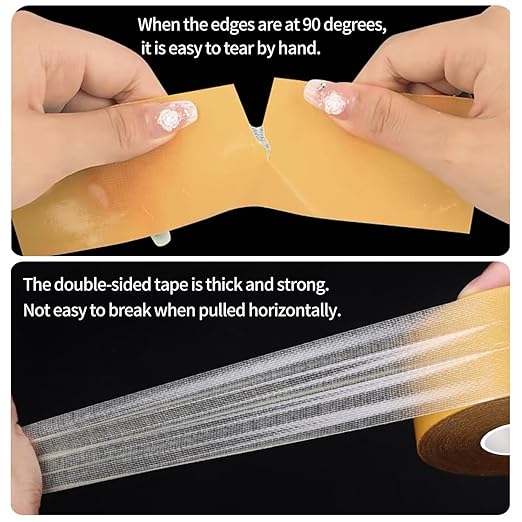 KAIYUER 3 Pack Double Sided Fabric Tape Heavy Duty,1 Inch Wide,Strong Double Sided Tape for Clothes,Crafts,Walls and Woodworker,No Glue Residue High Stickness Mounting Tape,Total Length 198 feet