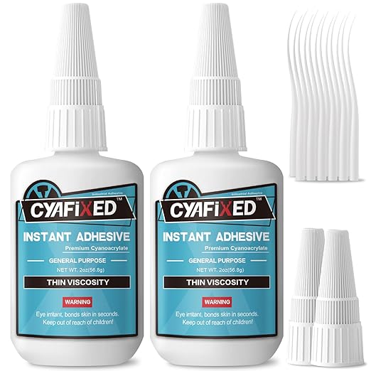 Thin Super Glue 113.6 Gram (4 oz), All Purpose Clear Liquid CA Glue Repair Wood Ceramic Glass Plastic, Heavy Duty Cyanoacrylate Adhesive for 3D Print PLA Shoe Metal, Strong Bond and Instant Superglue