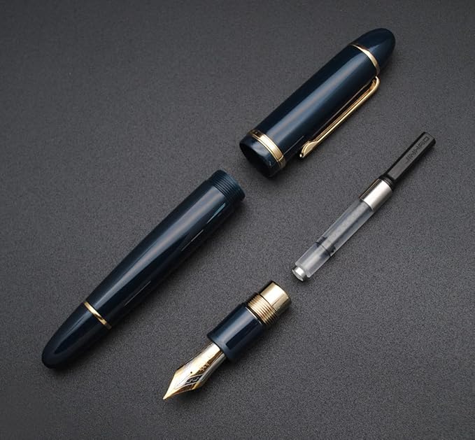 JINHAO X159 Fountain Pen (F Nib 0.5mm, Dark Blue with Gold Clip)