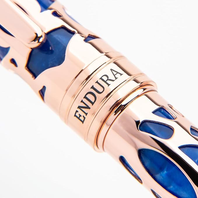 Conklin Endura Deco Crest Fountain Pen in Blue, Medium Nib, Premium Writing Instrument